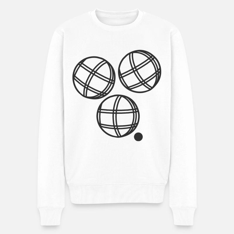 Boules Autocollant Boccia Pentaque - Pull Premium bio Homme - blanc