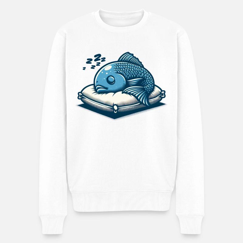 Fische schlafen lustige Tiere - Männer Premium Bio Pullover - Weiß