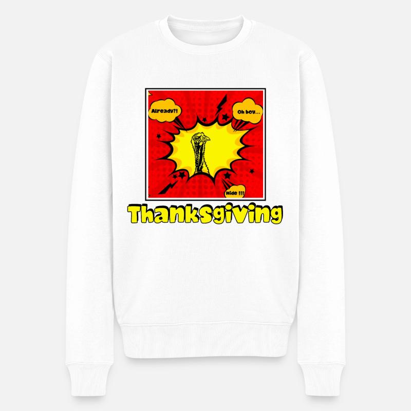 Dinde de dessin animé - Pull Premium bio Homme - blanc