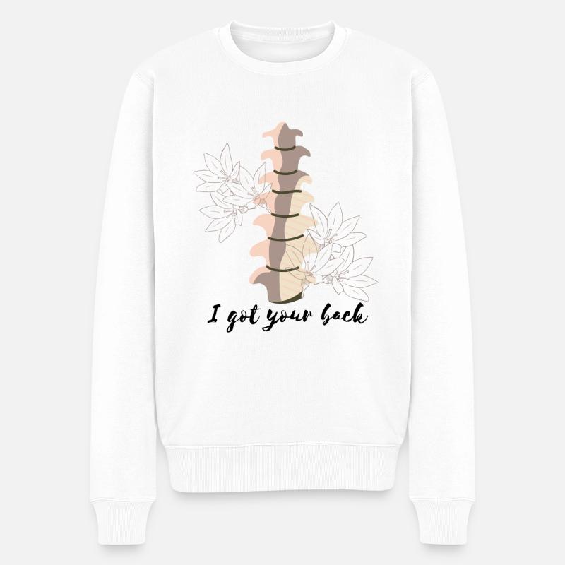 Ich habe deinen Rücken - Osteopathie - Männer Premium Bio Pullover - Weiß