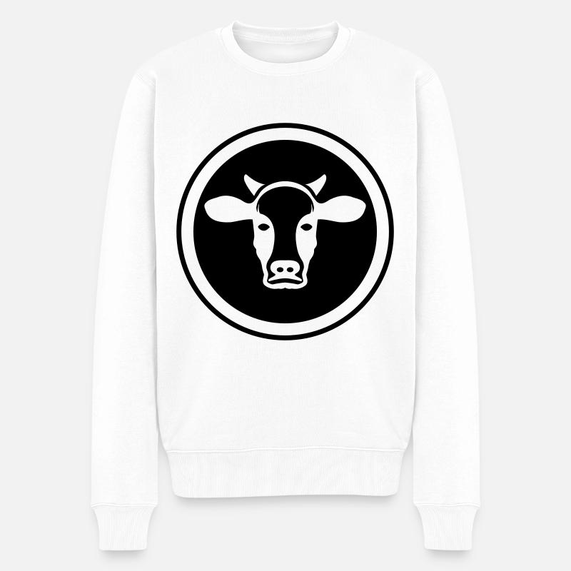 Rind Kopf - Männer Premium Bio Pullover - Weiß