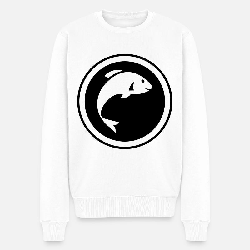 Fisch Symbol - Männer Premium Bio Pullover - Weiß
