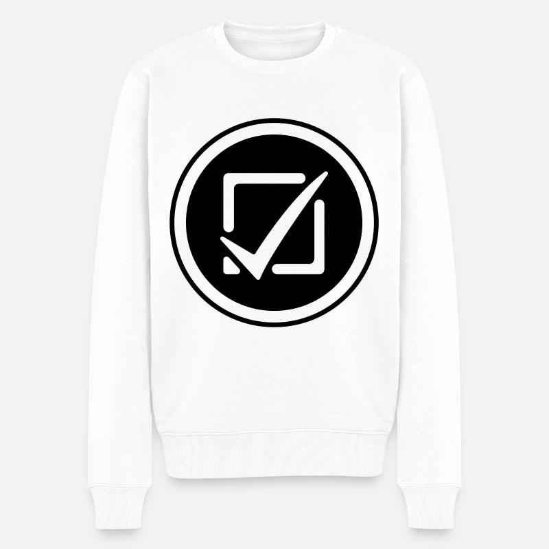 Häkchen Ankreuzen - Männer Premium Bio Pullover - Weiß