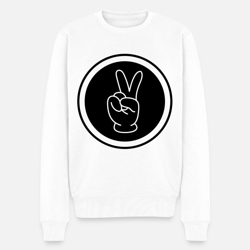 Peace Hand Comic - Männer Premium Bio Pullover - Weiß