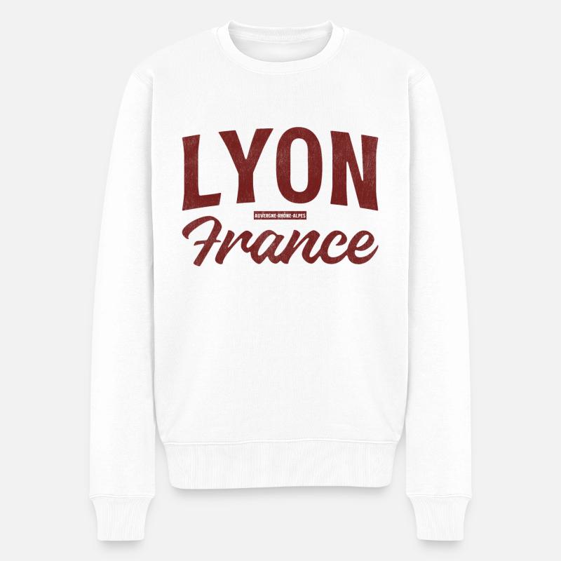 Lyon Frankreich - Männer Premium Bio Pullover - Weiß