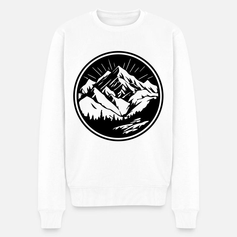 Berge Silhouette Landschaft - Männer Premium Bio Pullover - Weiß