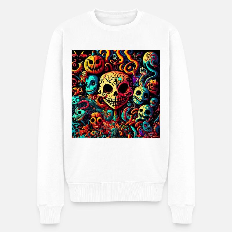 Modèle psychédélique d’Halloween - Pull Premium bio Homme - blanc