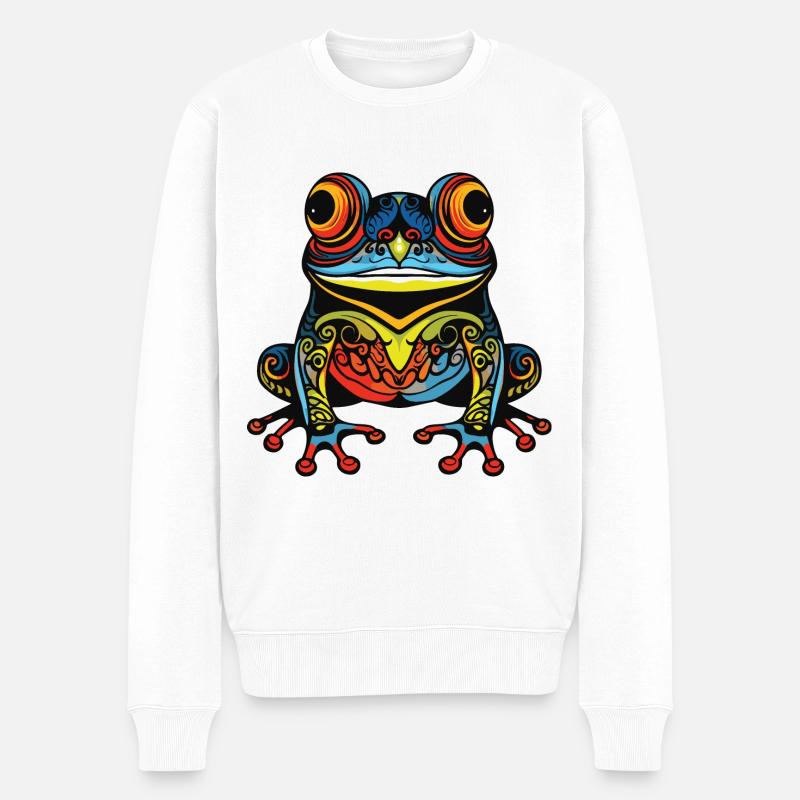 Frosch Portrait - Männer Premium Bio Pullover - Weiß