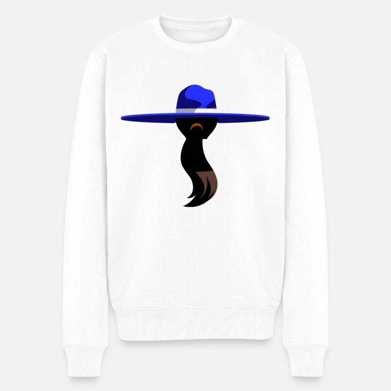 Frau mit Sombrero - Männer Premium Bio Pullover - Weiß