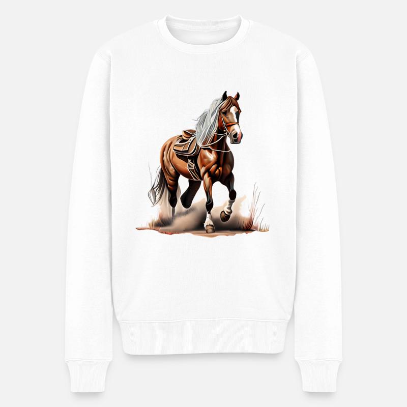 Un cheval de cow-boy - Pull Premium bio Homme - blanc