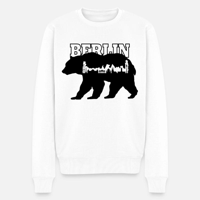Berliner Bär mit Silhouette von Berlin - Männer Premium Bio Pullover - Weiß