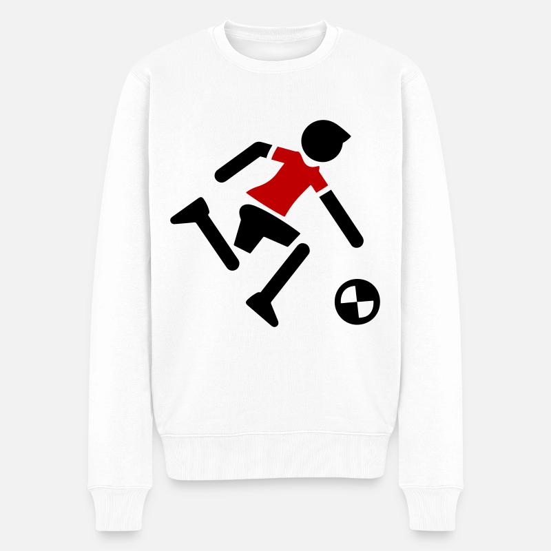 Fussballer Fussball Spieler - Männer Premium Bio Pullover - Weiß