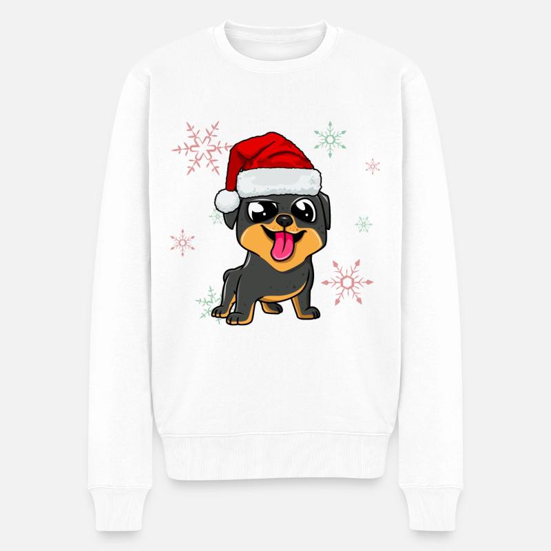 Weihnachtshund - Männer Premium Bio Pullover - Weiß