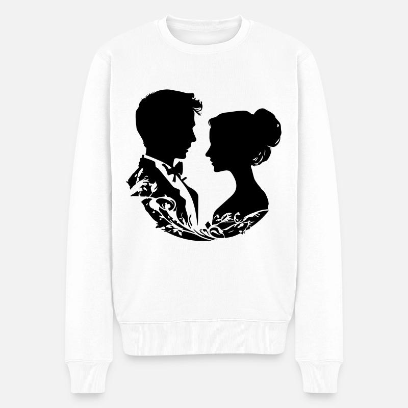 Ehepaar Hochzeit Silhouette - Männer Premium Bio Pullover - Weiß