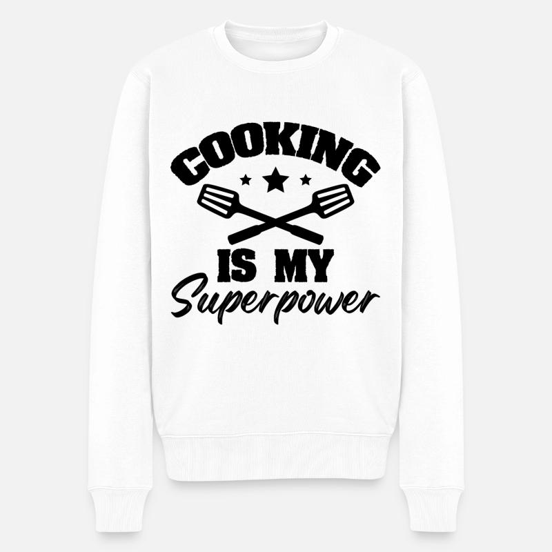 kochen superpower koch - Männer Premium Bio Pullover - Weiß