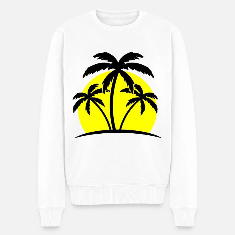 strand palmen - Männer Premium Bio Pullover - Weiß