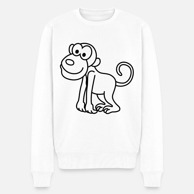 Singe Comic Animal - Pull Premium bio Homme - blanc