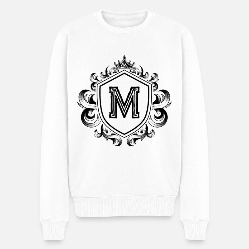 M Buchstabe Wappen - Männer Premium Bio Pullover - Weiß