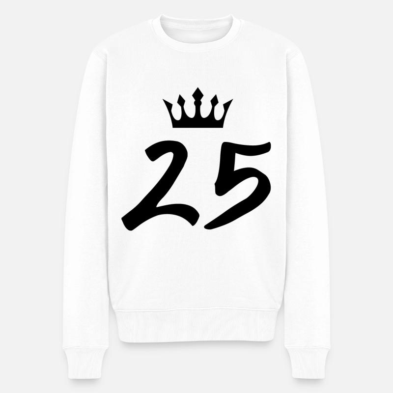 25 Zahl Krone - Männer Premium Bio Pullover - Weiß