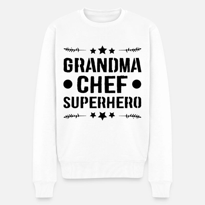 Oma Chef Superheld - Männer Premium Bio Pullover - Weiß