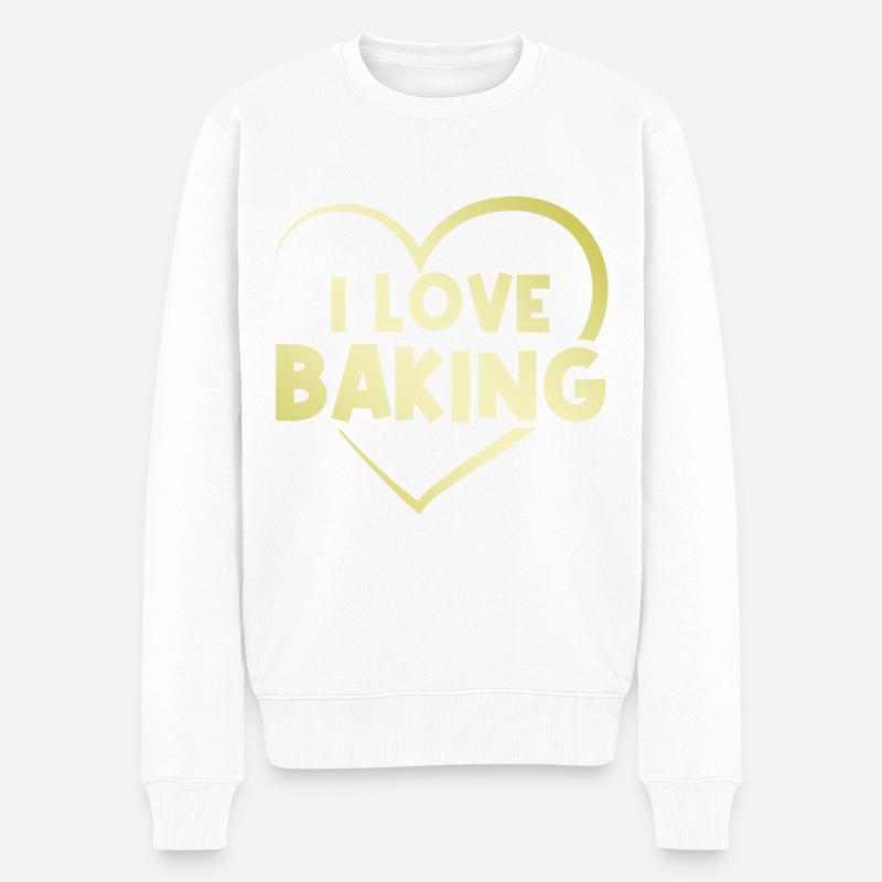 Ich liebe Backen - Männer Premium Bio Pullover - Weiß