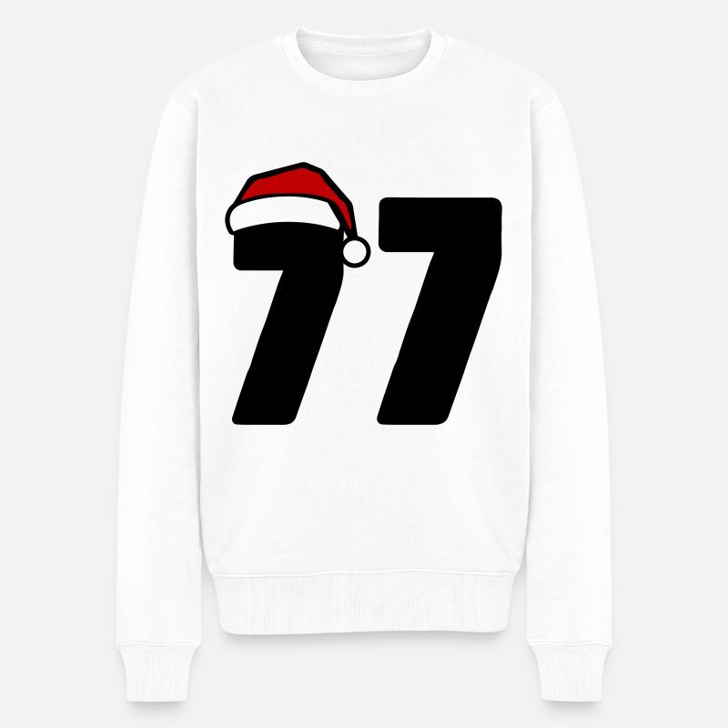 77 Zahl Weihnachten - Männer Premium Bio Pullover - Weiß