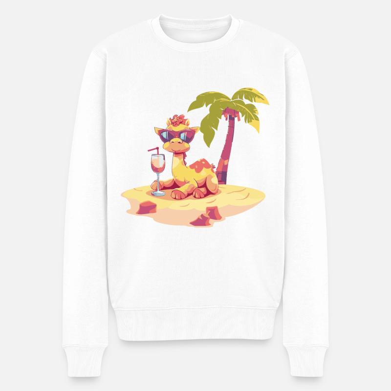 Kamel Sommer Strand Urlaub - Männer Premium Bio Pullover - Weiß