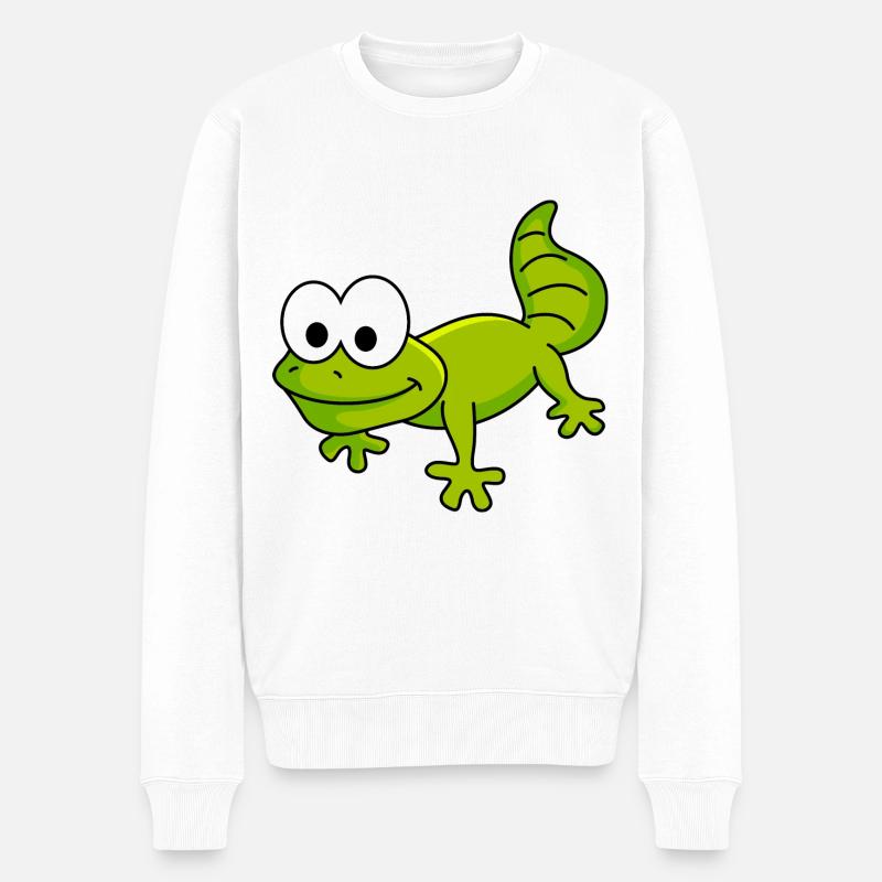 Gecko Comic Tier - Männer Premium Bio Pullover - Weiß