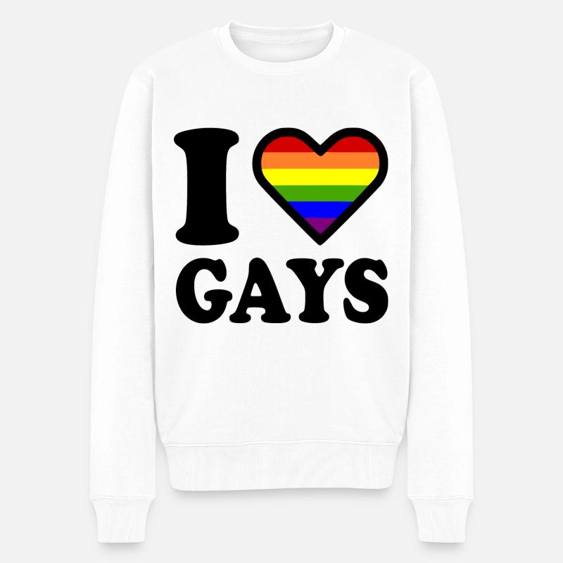 I love gays - Männer Premium Bio Pullover - Weiß