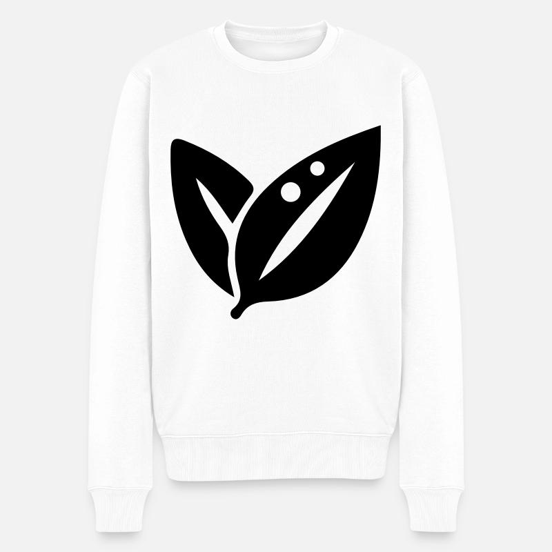 Blatt Ökologie - Männer Premium Bio Pullover - Weiß