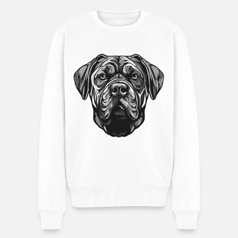 Mastiff Hund Portrait Tier - Männer Premium Bio Pullover - Weiß