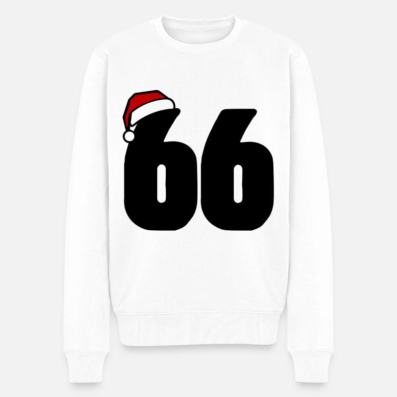 66 Zahl Weihnachten - Männer Premium Bio Pullover - Weiß
