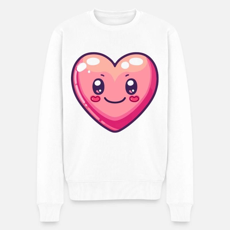 Herz Liebe Comic - Männer Premium Bio Pullover - Weiß