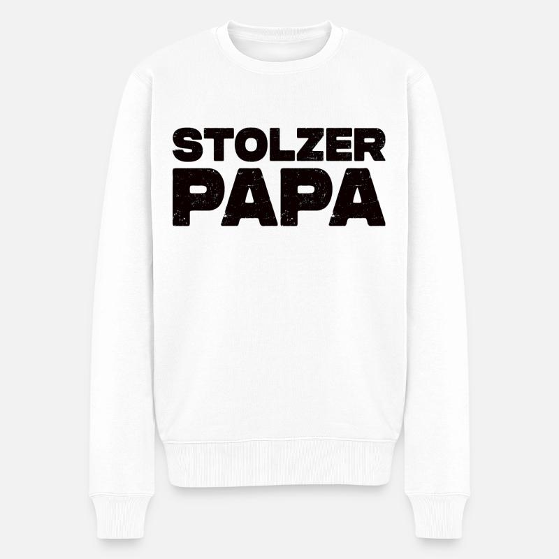 Stolzer Papa - Männer Premium Bio Pullover - Weiß