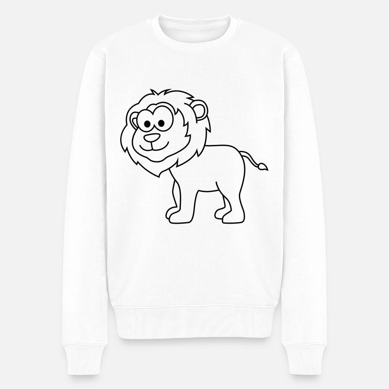 Lion Comic Animal - Pull Premium bio Homme - blanc