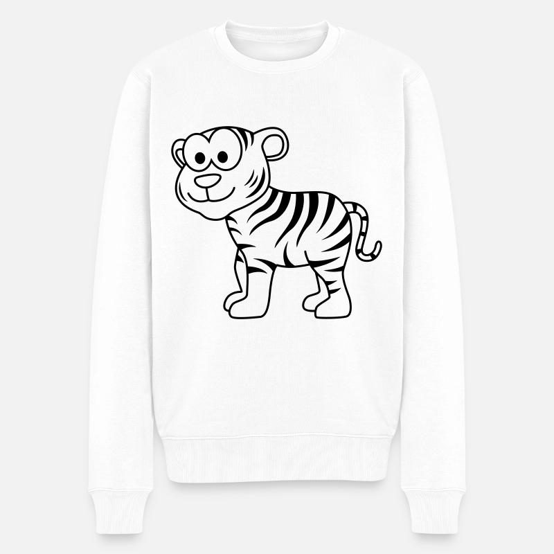 Tiger Comic Tier - Männer Premium Bio Pullover - Weiß