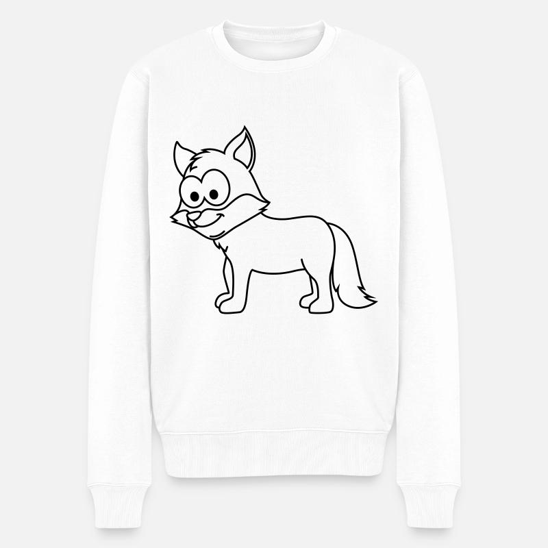 Fuchs Comic Tier - Männer Premium Bio Pullover - Weiß