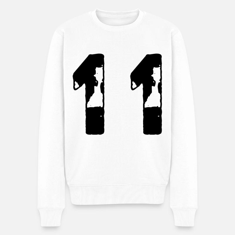 11 Zahl Trikot - Männer Premium Bio Pullover - Weiß