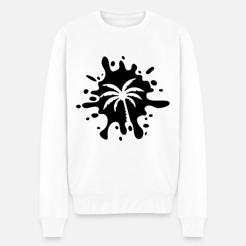 Taches de symboles de palmiers - Pull Premium bio Homme - blanc