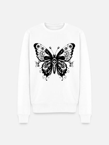 Papillon Mandala Boho - Pull Premium bio Homme - blanc