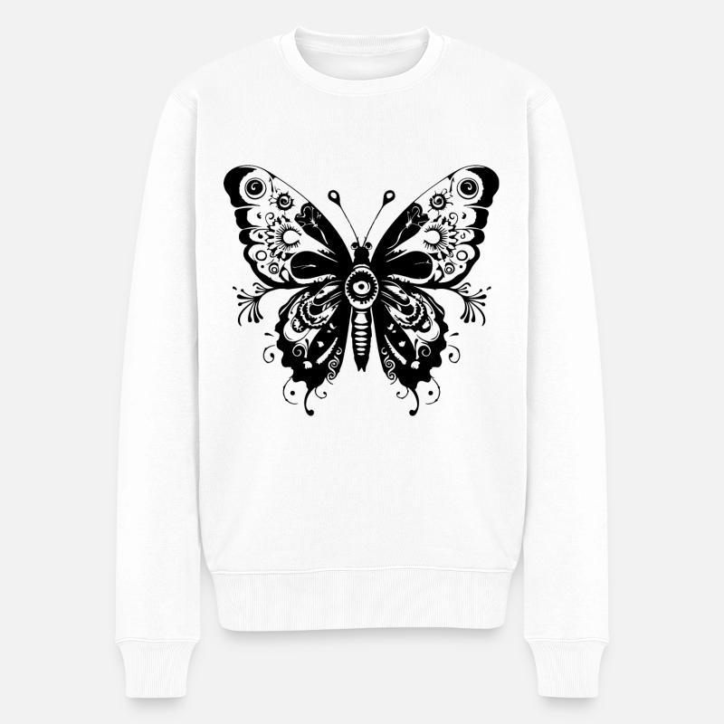 Papillon Mandala Boho - Pull Premium bio Homme - blanc