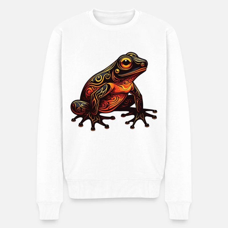 Frosch Portrait - Männer Premium Bio Pullover - Weiß