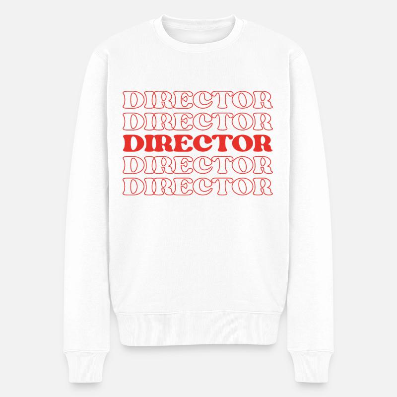 Regisseur, Filmemacher, Leiter, Chef - Männer Premium Bio Pullover - Weiß