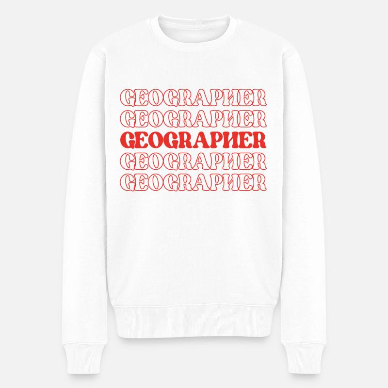 Geograph Kartograph Topograph Geographie - Männer Premium Bio Pullover - Weiß