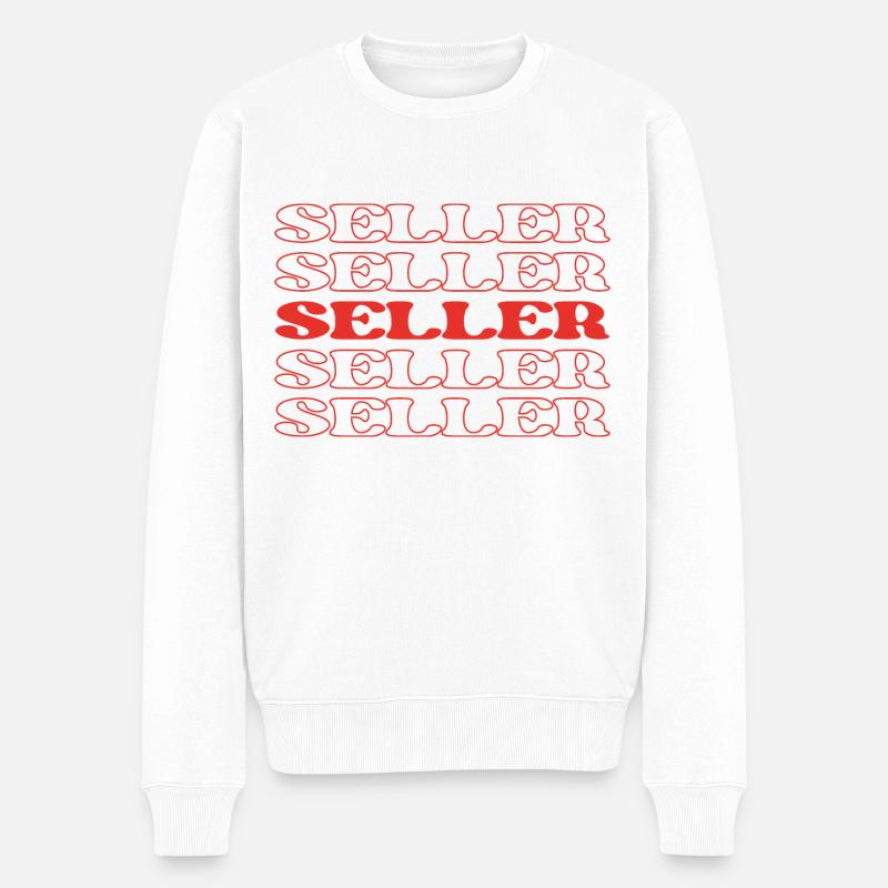 Verkäufer, Verkäufer, Verkäufer, Händler, Händler - Männer Premium Bio Pullover - Weiß