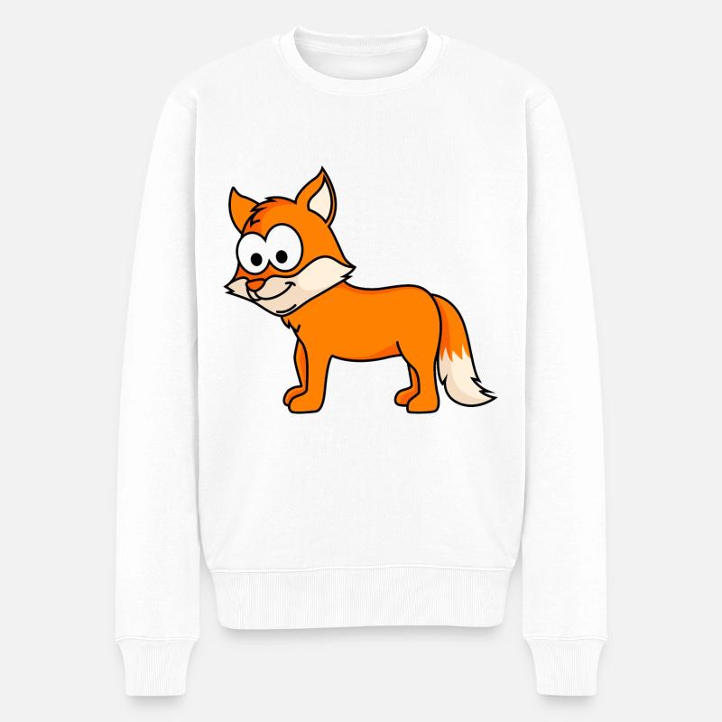 Fuchs Comic Tier - Männer Premium Bio Pullover - Weiß