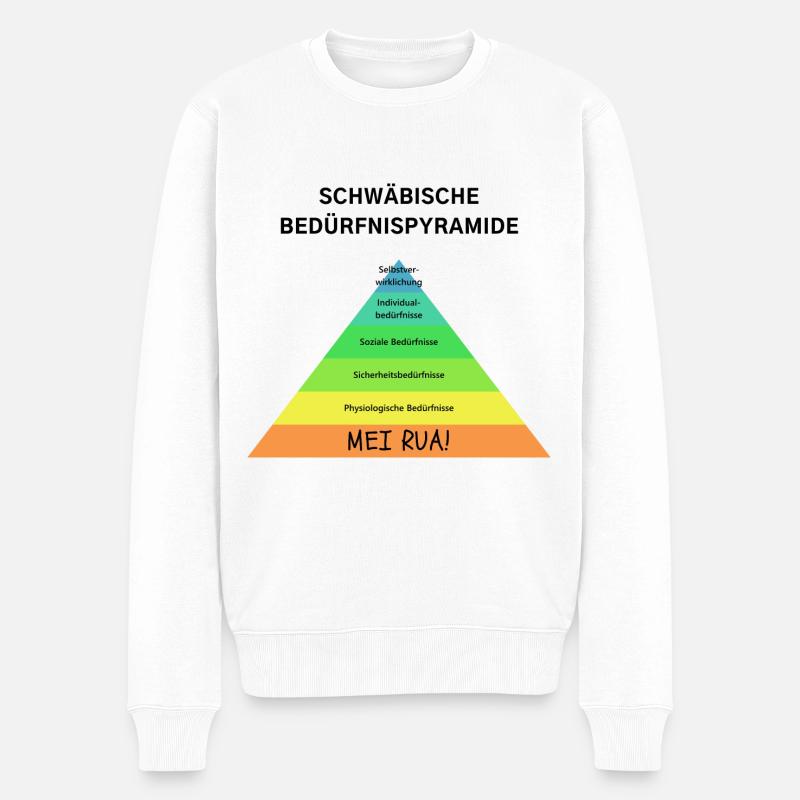 Schwäbische Bedürfnispyramide - Lustig Schwaben - Männer Premium Bio Pullover - Weiß