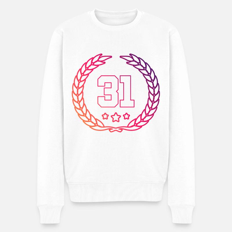 31 Zahl Kranz - Männer Premium Bio Pullover - Weiß
