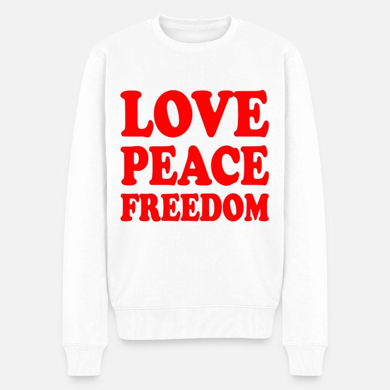 Love peace freedom - Männer Premium Bio Pullover - Weiß