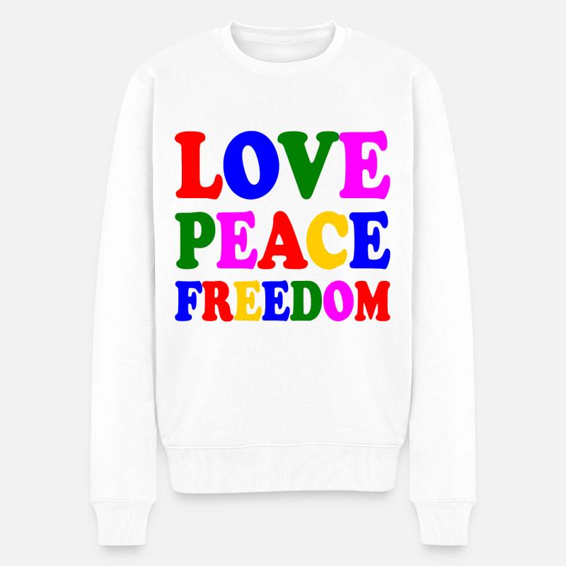 Love peace freedom - Männer Premium Bio Pullover - Weiß